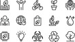© Sharon  - Black-and-white icon illustration set of environmental sustainability concepts including recycling, clean water, eco shopping, green technology, and conservation for ecology and awareness themes