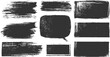 © Vector point - Collection of nine dark gray textured brush stroke shapes and speech bubble on white background abstract