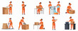 © Haimura - Cartoon Style Collection Of Delivery Woman Work Scene Illustration