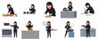 © Haimura - Cartoon Style Different Poses and Actions of Smiling Man Character Illustration