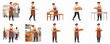 © Haimura - Flat Illustration Set Baker Man Character with Various Poses Lifestyle
