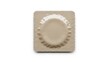 ©  MD Rakib - A single white condom packaged in a square foil wrapper on a white background