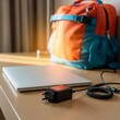 © AimiAG - Closed Laptop with Travel Bag and Charger on Desk