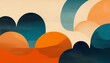© Matt - abstract background with geometric pattern orange and blue shapes soft textured clouds retro vintage style for creative design and modern wall art decor