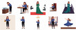 © pemuda - Stylish Flat Illustration Set Woman Life Events and Occasions Poses