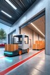 © Fat Bee - Autonomous robotic forklift loading boxes in modern automated warehouse for logistics and delivery operations