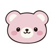 © Seratus Studio - Adorable pink bear character face illustration in a charming flat cartoon style, perfect for creating cute designs, children's projects, or playful branding elements