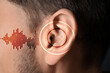 © New Africa - Hearing health. Man with audio waves near his ear, closeup
