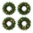© Henry - Four green christmas wreaths decorated with baubles isolated on transparent background