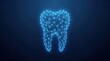 © 5 Grace Media - Digital Human Tooth Hologram with Plexus Structure on Dark Blue Background.
