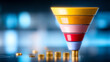 © venusvi - A colorful sales funnel diagram representing the flow of customer conversions and revenue generation in business.