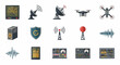 © Busbus - Collection of icons representing surveillance technology and communication systems.