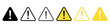 © icons gate - Warning triangle icons with exclamation mark in outline and solid styles. Safety alert symbols used for danger notice, risk indication, attention messages.
