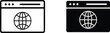 © Icon Dreamer - Web browser window with globe icon on white and dark background