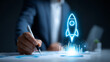 © Hathairat - Startup concept business strategy digital rocket innovation growth marketing technology planning analytics success