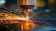 © MdAmanat - Industrial laser cutting machine in action with sparks flying