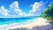 © Neko - 青い海と白い砂浜　生成AI素材
