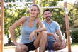 © auremar - cheerful caucasian couple fitness outdoors
