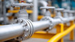 © Denis Yevtekhov - Close-up of industrial pipes and valves at oil refinery, intricate distribution system detail, petroleum processing infrastructure, energy facility operations, complex industrial e