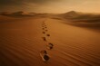 © Татьяна Евдокимова - Footprints making a long path on a sandy desert landscape, representing travel, journey, and exploration