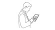 © Puja - Businessman Analyzing Financial Data on a Tablet Device.
