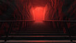 © Дмитрий Лазебный - Surreal hell corridor with endless descending stairs, ember-filled air and harsh red rim light creating an oppressive mood