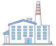 © Maryna - Hand drawn cartoon style industrial factory building with tall smokestack and multiple windows
