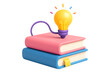 © aigiants - Light bulb glowing on top of a stack of books representing education creativity and knowledge isolated on a transparent background