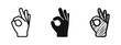 © ICONS FOR YOU - Hand showing OK sign icon set. Approval, excellent, and perfect gesture symbol in outline, solid, and doodle styles.