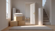 © Alena - Bright empty room with moving boxes and an open door symbolizing relocation or a new home.