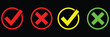 © MDALIF - Neon check mark and cross symbols in red yellow and green