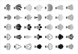 © Authentic - Set of spray effects icons: various types of liquid or particle sprays, mist, puffs, and bursts for design elements.