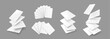 © klyaksun - Blank flying poker card mockup with white deck elements, realistic vector set isolated on grey background. 3D template with falling cards for game presentation, business voucher design, or casino