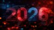 © naira - Futuristic glowing digital globe with year 2026 in red and blue