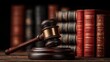 © Shi - Antique Gavel with Law Books for Legal Proceedings and Courtroom Decor