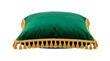 © Kleber - An Elegant Green Pillow with tassels. The plush pillow has a vibrant green color, with stylish trim and fringe