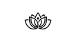 © vanzerim - Minimalist Black Outline Lotus Flower Symbol on White Background