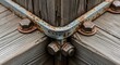 © Sakopi - Rusty metal bracket securing wooden beams with bolts
