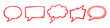 © Nort Kor - Set of hand-drawn red speech and thought bubbles in a comic doodle style on a white background. Perfect for communication and design concepts.