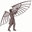 © ggg - Man in vintage clothing holding large winged contraption