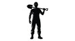 © Pvect02 - A striking black silhouette depicts a muscular worker carrying a shovel over his shoulder showcasing manual labor silhouette