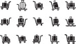 © Md.Ataullah - Luggage icon collection with suitcase trolley line set and baggage claim symbol vector illustration.
