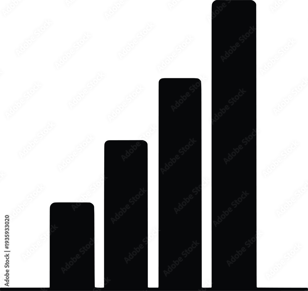Vertical bar chart showing growth stages for business presentation and ...