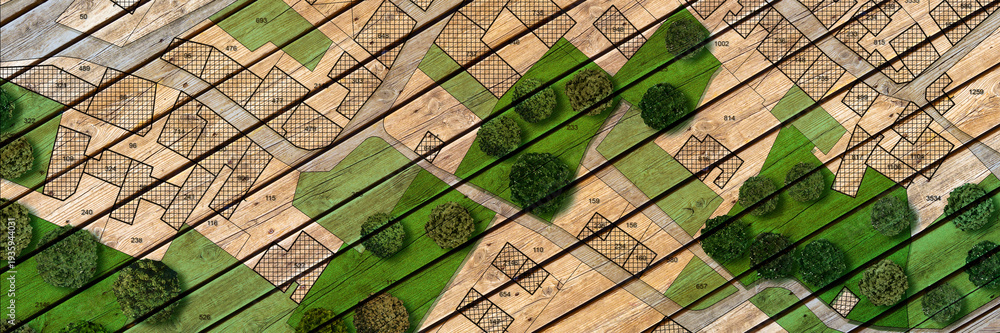 URBAN PLANNING MAP WITH CITY LAYOUT AND GREEN AREAS - Concept of ...
