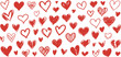 © Vector Boss - Hand-drawn red hearts pattern on white background for valentine's day decor Vector
