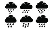 © Ashik - A collection of dark stylized cloud shapes with falling raindrops depicted in a striking silhouette high quality professional detailed modern elegant