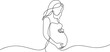 © Nargis - Beautiful pregnant Woman in one continuous line drawing. Healthy pregnancy and birth baby symbol in simple linear style. one line Icon drawing