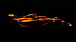 © Родион Бондаренко - minimalist side profile of formula one car in gold colors on black background with elegant lines and studio lighting