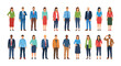 © Sher - Diverse collection of standing flat vector characters representing various business professionals and casual people illustration