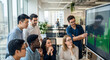 © Hedi - Diverse business team collaborates on data analysis and project success in a modern office environment